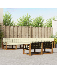 Set di divani con cuscino 8 pcs Naturale e Crema