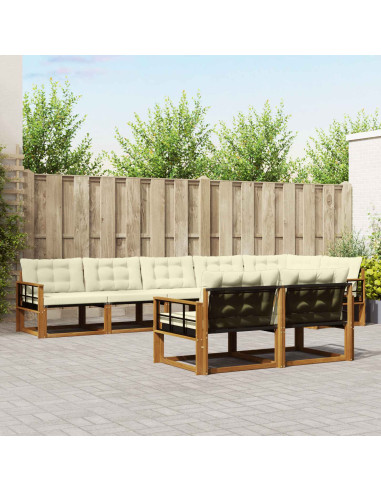 Set di divani con cuscino 8 pcs Naturale e Crema