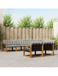 Set di divani con cuscino 8 pcs Grigio Naturale e Chiaro