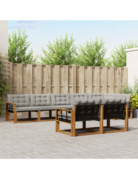Set di divani con cuscino 8 pcs Grigio Naturale e Chiaro