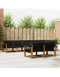 Set di divani con cuscino 8 pcs Naturale e Nero