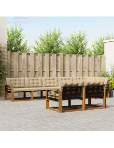 Set di divani con cuscino 8 pcs Naturale e Beige