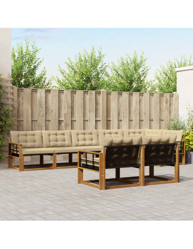 Set di divani con cuscino 8 pcs Naturale e Beige