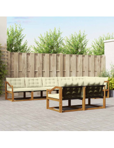 Set di divani con cuscino 8 pcs Naturale e Crema