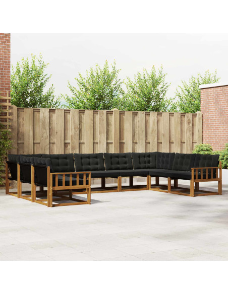 Set di divani con cuscino 9 pcs Naturale e Nero