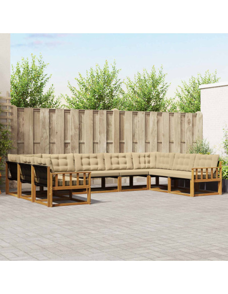 Set di divani con cuscino 9 pcs Naturale e Beige