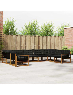 Set di divani con cuscino 9 pcs Naturale e Nero