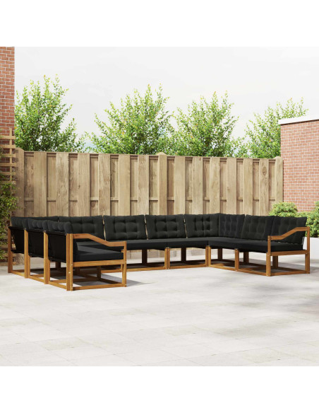 Set di divani con cuscino 9 pcs Naturale e Nero