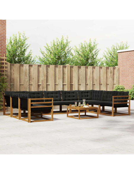 Set di divani con cuscino 10 pcs Naturale e Nero
