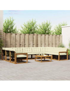 Set di divani con cuscino 10 pcs Naturale e Crema