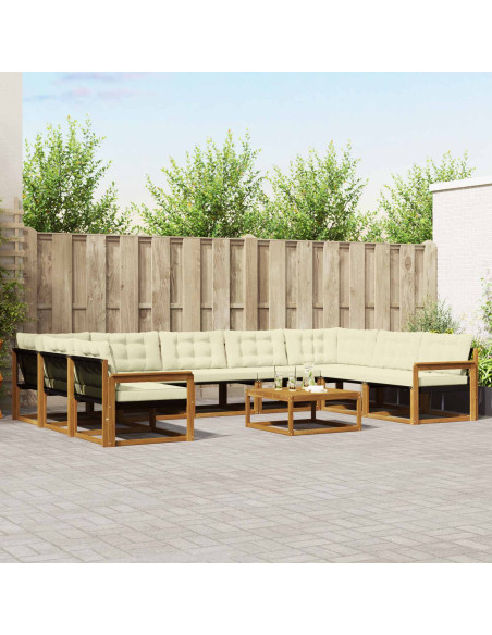 Set di divani con cuscino 10 pcs Naturale e Crema