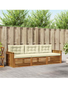 Set di divani con cuscino 3 pcs Naturale e Crema