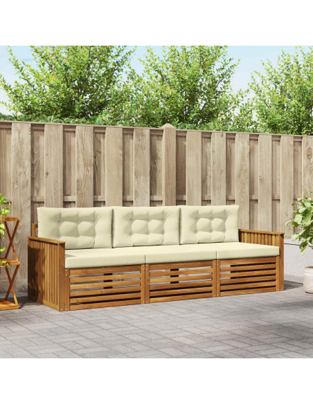 Set di divani con cuscino 3 pcs Naturale e Crema