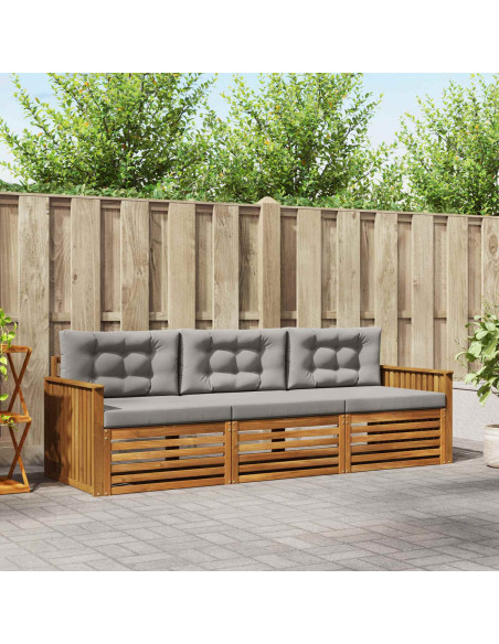 Set di divani con cuscino 3 pcs Grigio Naturale e Chiaro