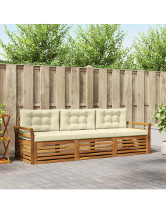 Set di divani con cuscino 3 pcs Naturale e Crema