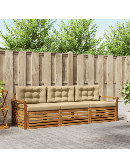Set di divani con cuscino 3 pcs Naturale e Beige