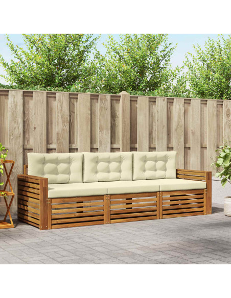 Set di divani con cuscino 3 pcs Naturale e Crema