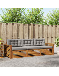 Set di divani con cuscino 3 pcs Grigio Naturale e Chiaro