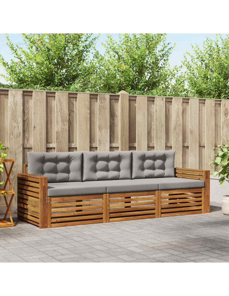 Set di divani con cuscino 3 pcs Grigio Naturale e Chiaro