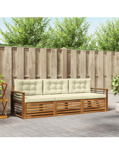 Set di divani con cuscino 3 pcs Naturale e Crema