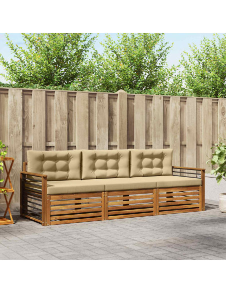 Set di divani con cuscino 3 pcs Naturale e Beige