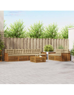 Set di divani con cuscino 7 pcs Naturale e Beige