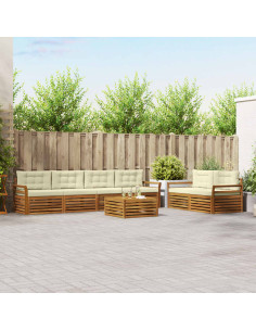 Set di divani con cuscino 7 pcs Naturale e Crema