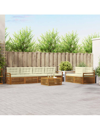 Set di divani con cuscino 7 pcs Naturale e Crema