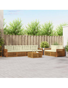 Set di divani con cuscino 7 pcs Naturale e Crema