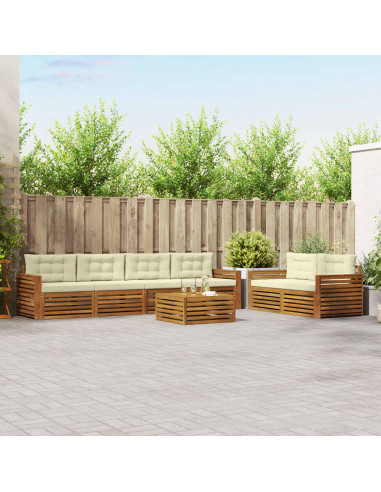 Set di divani con cuscino 7 pcs Naturale e Crema