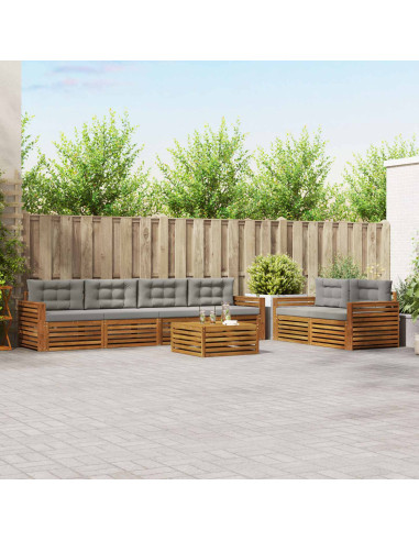 Set di divani con cuscino 7 pcs Grigio Naturale e Chiaro