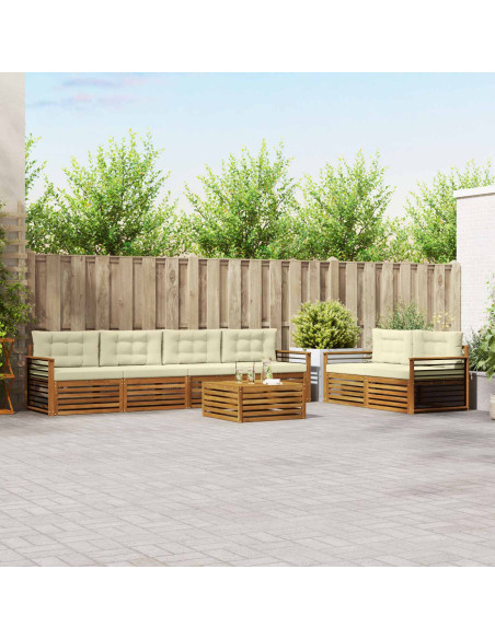 Set di divani con cuscino 7 pcs Naturale e Crema