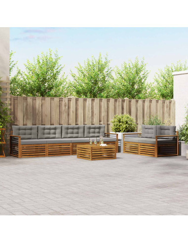 Set di divani con cuscino 7 pcs Grigio Naturale e Chiaro