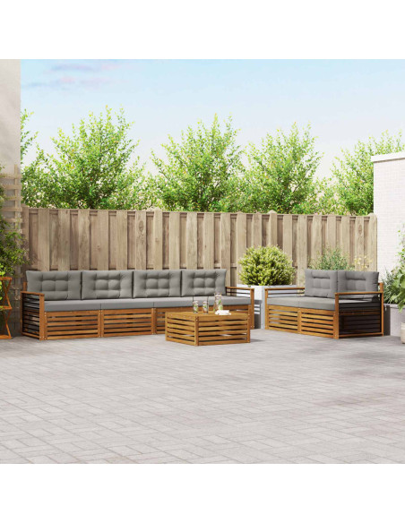 Set di divani con cuscino 7 pcs Grigio Naturale e Chiaro