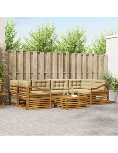 Set di divani con cuscino 8 pcs Naturale e Beige