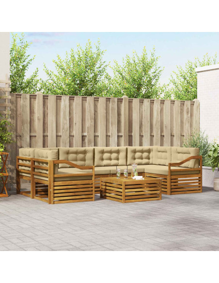 Set di divani con cuscino 8 pcs Naturale e Beige