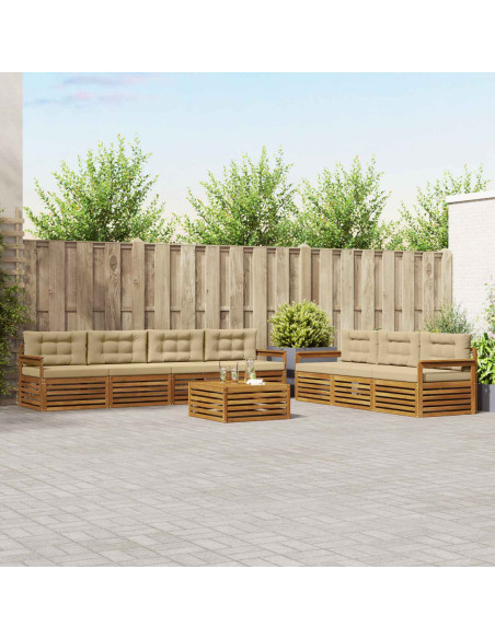 Set di divani con cuscino 8 pcs Naturale e Beige
