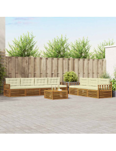 Set di divani con cuscino 8 pcs Naturale e Crema