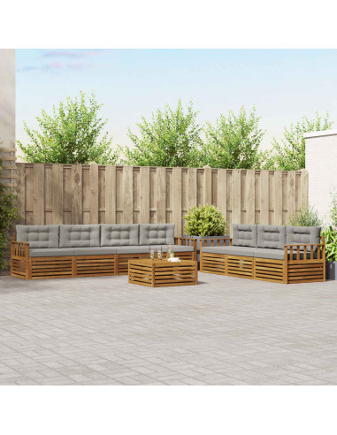 Set di divani con cuscino 8 pcs Grigio Naturale e Chiaro