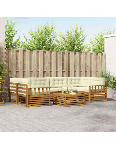 Set di divani con cuscino 8 pcs Naturale e Crema