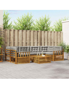 Set di divani con cuscino 21 pcs Grigio Naturale e Chiaro