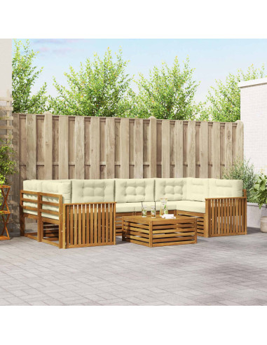 Set di divani con cuscino 8 pcs Naturale e Crema