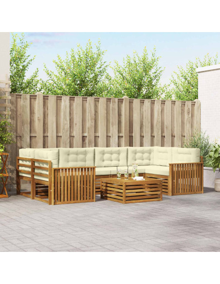 Set di divani con cuscino 8 pcs Naturale e Crema