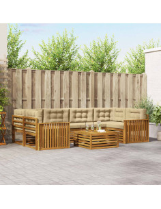 Set di divani con cuscino 8 pcs Naturale e Beige