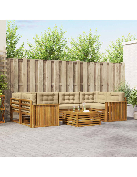 Set di divani con cuscino 8 pcs Naturale e Beige