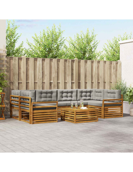 Set di divani con cuscino 21 pcs Grigio Naturale e Chiaro