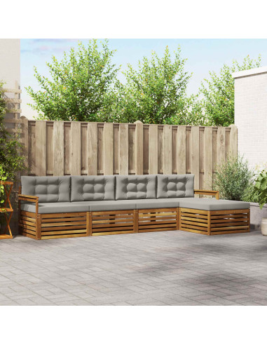 Set di divani con cuscino 5 pcs Grigio Naturale e Chiaro