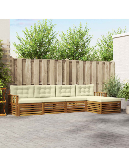 Set di divani con cuscino 5 pcs Naturale e Crema