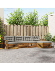 Set di divani con cuscino 5 pcs Grigio Naturale e Chiaro