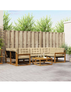 Set di divani con cuscino 7 pcs Naturale e Beige